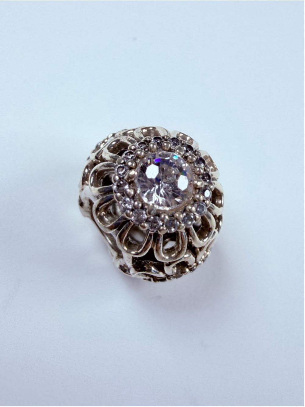 Pandora Floral Brilliance Cubic Zirconia CZ 925 Sterling Silver Bead Charm ALE